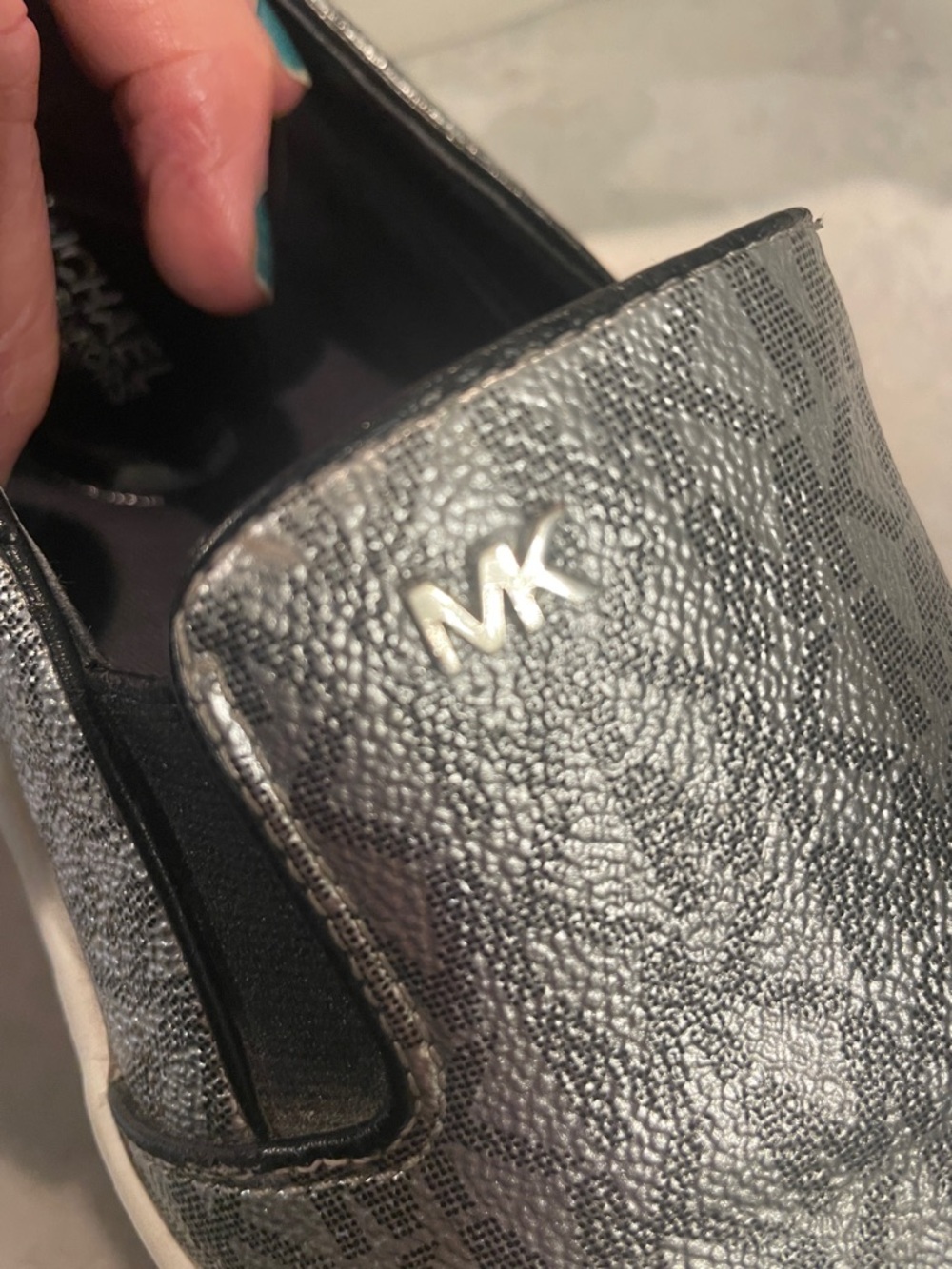 Michael Kors Keaton Metallic Silver Slip-On Loafers - Picture 6 of 8